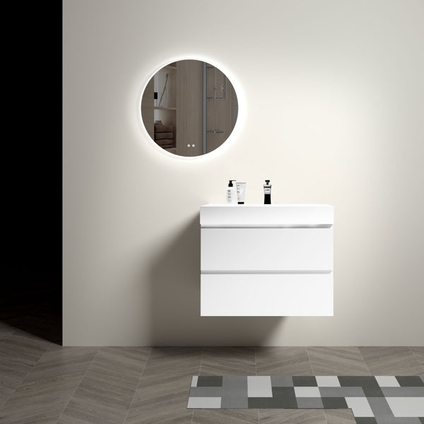 English Elm Alice 30" White Floating Bathroom Vanity With Large Storage & Seamless Sink - Modern Elegance Redefined W1865S00179