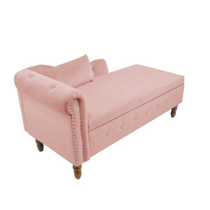 English Elm Navy Velvet Chaise Lounge with Hidden Storage Tufted Rolled Arm Nailhead Bedroom Chair Pink W1170105037