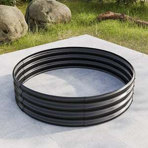 English Elm 2PCS Tall Round Raised Garden Bed Planters for Vegetables & Flowers Durable Metal Outdoor Planter Box Black W840P321524