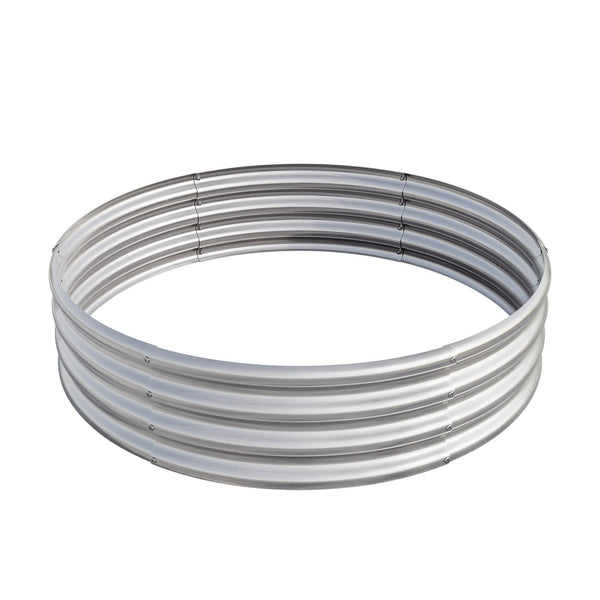 English Elm 47.24*11.4" Tall Round Raised Garden Bed Planter Box 110Gal Metal Raised Planter for Herbs Flowers Silver W840116763