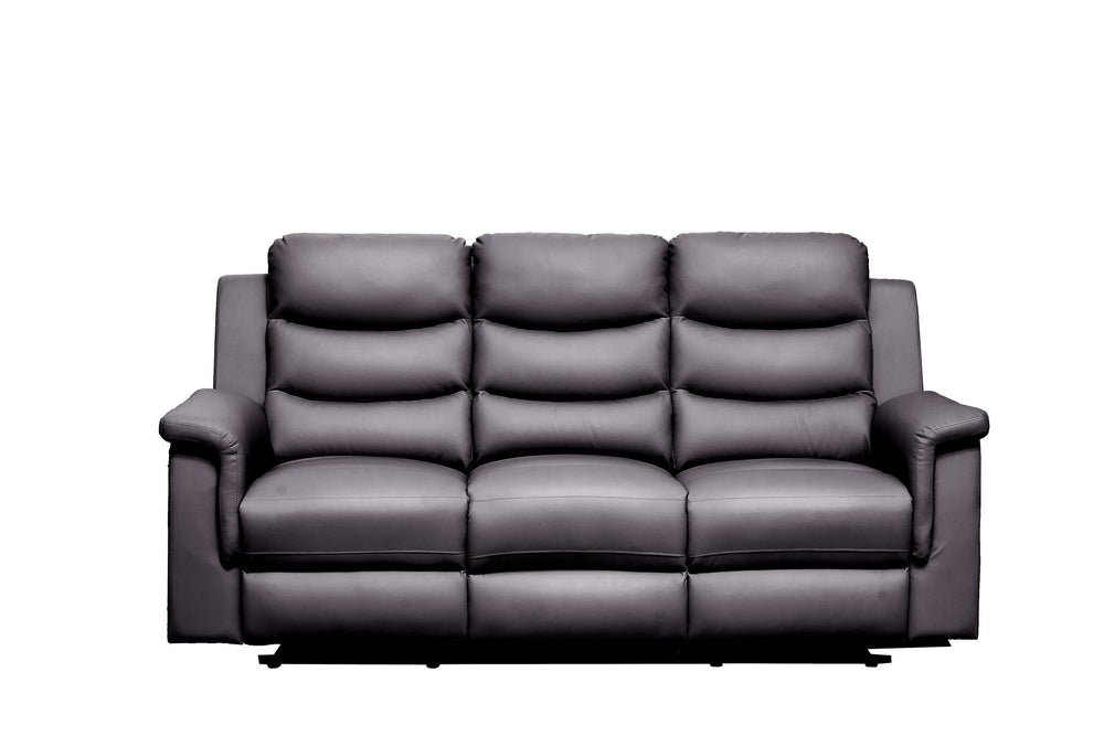 English Elm Reclining PU Faux Leather 3-Seat Sofa with Middle Console, Cup Holders, Durable Ergonomic Design W214106454