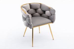 English Elm Luxury Velvet Accent Chair Sculptural Curved Seat for Bedroom Vanity or Sitting Area Gray W117067861