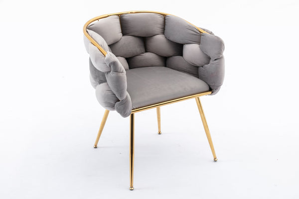 English Elm Luxury Velvet Accent Chair Sculptural Curved Seat for Bedroom Vanity or Sitting Area Gray W117067861