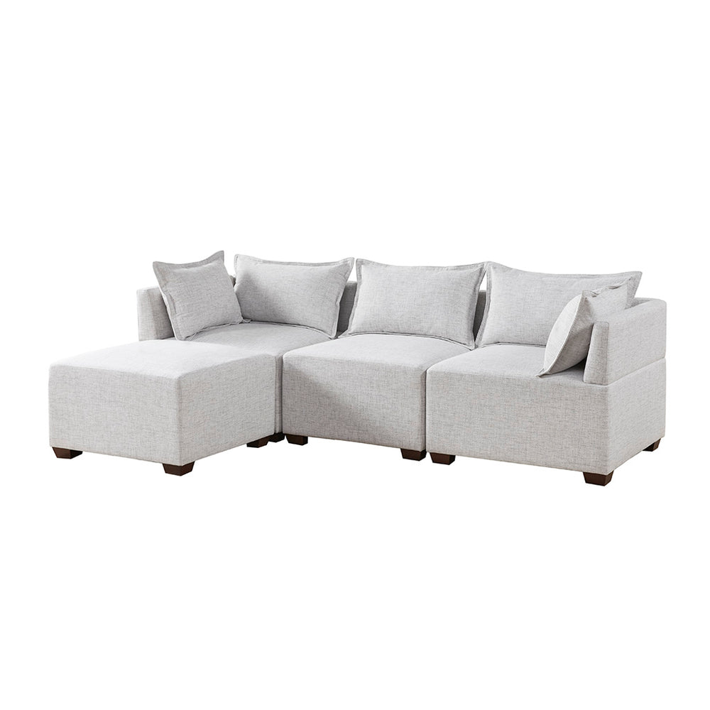 English Elm Modular Armless Chair Upholstered in Durable Fabric for Modern Sectional Seating, Versatile & Stylish Ivory 35 L x 31 W x 18.25 H B035118625