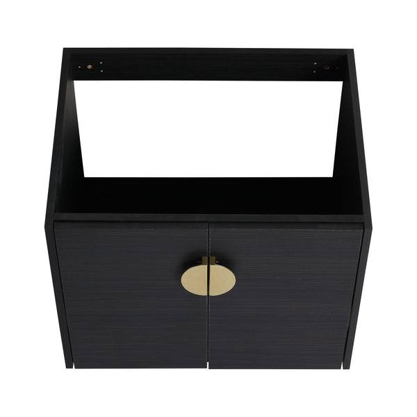 English Elm 24 Inch Wall Mounted Bathroom Vanity With Ceramic Sink, Soft-Close Two-Door Cabinet, Water-Resistant Finish, Metal Handles, Space-Saving Design (KD) W999111975