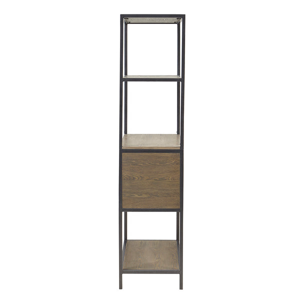 English Elm 3-Shelf Bookcase with Storage Cabinet - Reclaimed Gray Wood Veneer, Metal Frame, Compact 64"H Organizer B035118581