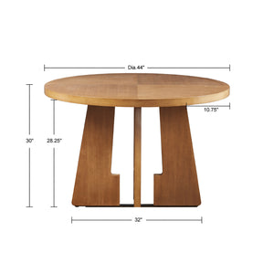 English Elm Kennedy 44" Round Dining Table with Pecan Wood Veneer Top, X-Base Design, Seats 4, Modern Appeal B035118595