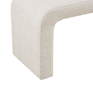 English Elm Boucle Sleek Waterfall Bench 42" Cream Bouclé Upholstered Seat Solid Wood Frame 400lb Capacity B035118521
