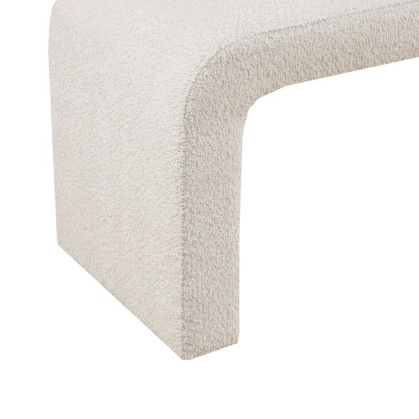 English Elm Boucle Sleek Waterfall Bench 42" Cream Bouclé Upholstered Seat Solid Wood Frame 400lb Capacity B035118521