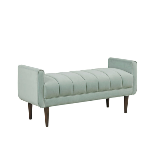 English Elm Upholstered Madison Park Linea Velvet Bench with Channel Tufting, Tapered Solid Wood Legs, 48" B035118525