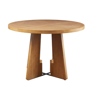 English Elm Kennedy 44" Round Dining Table with Pecan Wood Veneer Top, X-Base Design, Seats 4, Modern Appeal B035118595
