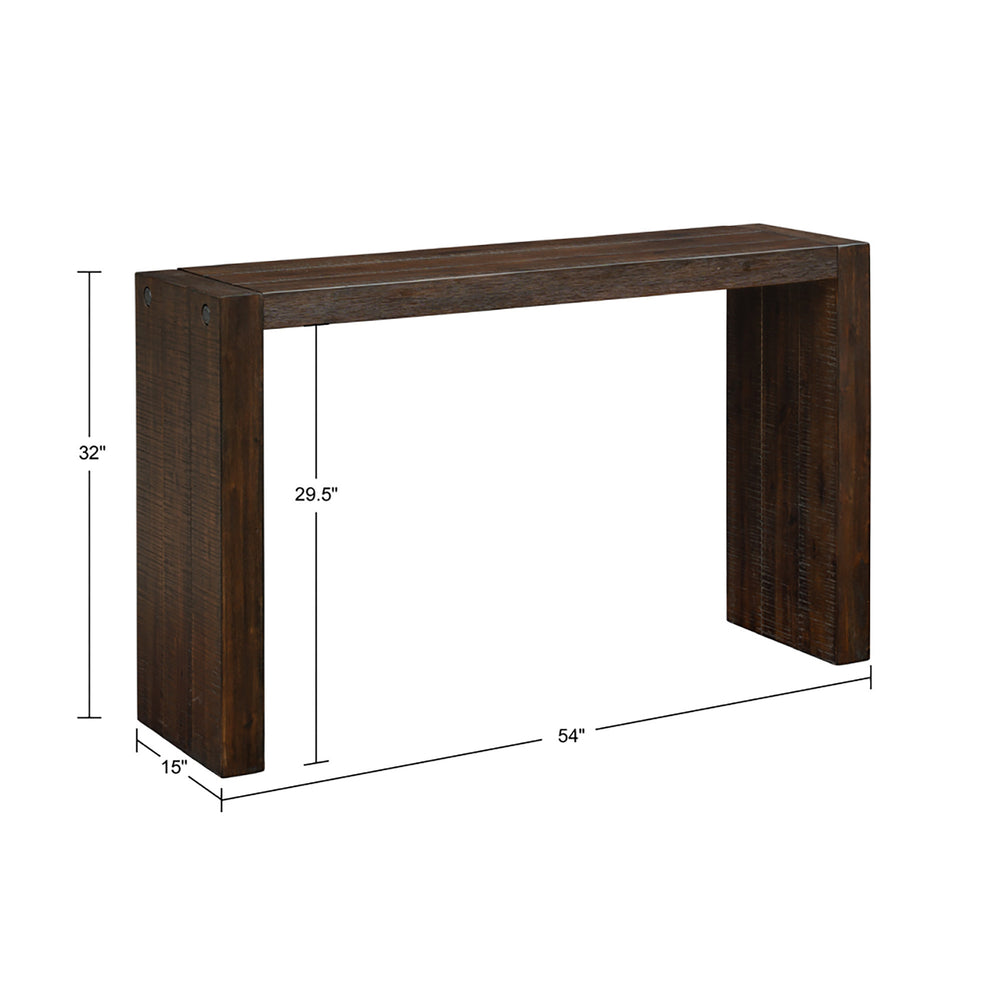 English Elm 54" Solid Wood Console Table 54W x 15D x 32H in Tobago Smoke Finish, Distressed Modern Entryway Statement B035118616