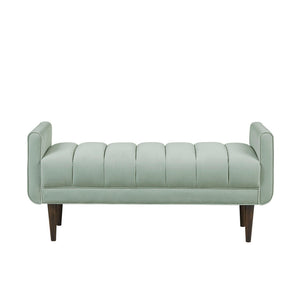 English Elm Upholstered Madison Park Linea Velvet Bench with Channel Tufting, Tapered Solid Wood Legs, 48" B035118525