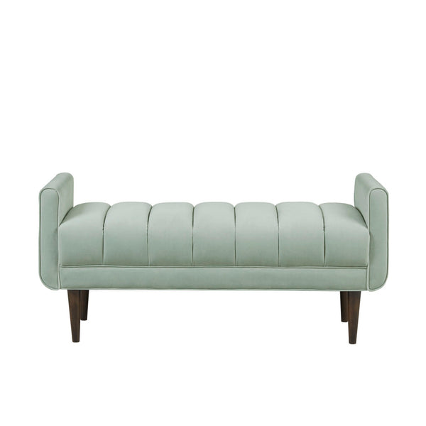 English Elm Upholstered Madison Park Linea Velvet Bench with Channel Tufting, Tapered Solid Wood Legs, 48" B035118525