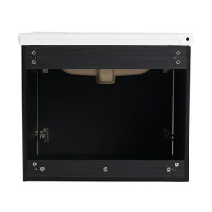 English Elm 24 Inch Wall Mounted Bathroom Vanity With Ceramic Sink, Soft-Close Two-Door Cabinet, Water-Resistant Finish, Metal Handles, Space-Saving Design (KD) W999111975