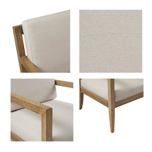 English Elm Upholstered Madison Park Tage Accent Armchair — Reclaimed Grey Wood Frame, Ivory Foam Cushions, 300lb Capacity B035118540