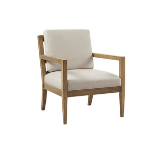 English Elm Upholstered Madison Park Tage Accent Armchair — Reclaimed Grey Wood Frame, Ivory Foam Cushions, 300lb Capacity B035118540