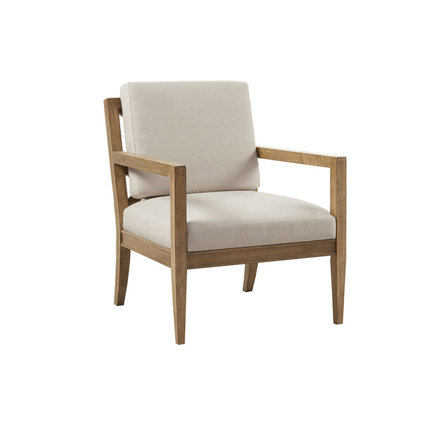 English Elm Upholstered Madison Park Tage Accent Armchair — Reclaimed Grey Wood Frame, Ivory Foam Cushions, 300lb Capacity B035118540