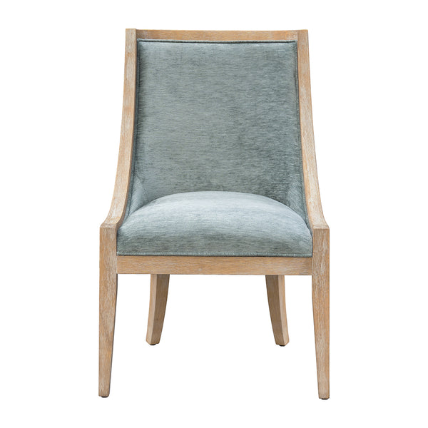English Elm Upholstered Dining Chair from Martha Stewart Bedford Collection — Reclaimed Wheat Frame, Brass Nailhead Trim, Farmhouse Elegance and Comfort B035118591