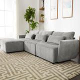 Hearth and Haven Cole 113.3" 2 Pieces Tufted L-Shaped Sofa with Movable Ottoman and USB, Grey SG000880AAE