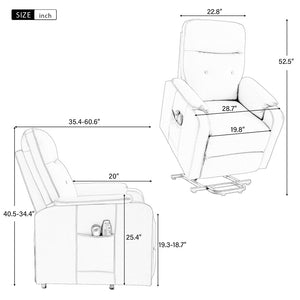 English Elm Massage Recliner Chair Electric Power Lift Chairs With Side Pocket, Adjustable Massage and Heating Function For Adults and Seniors, Squirrel Grey