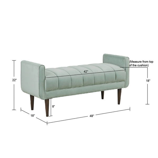 English Elm Upholstered Madison Park Linea Velvet Bench with Channel Tufting, Tapered Solid Wood Legs, 48" B035118525