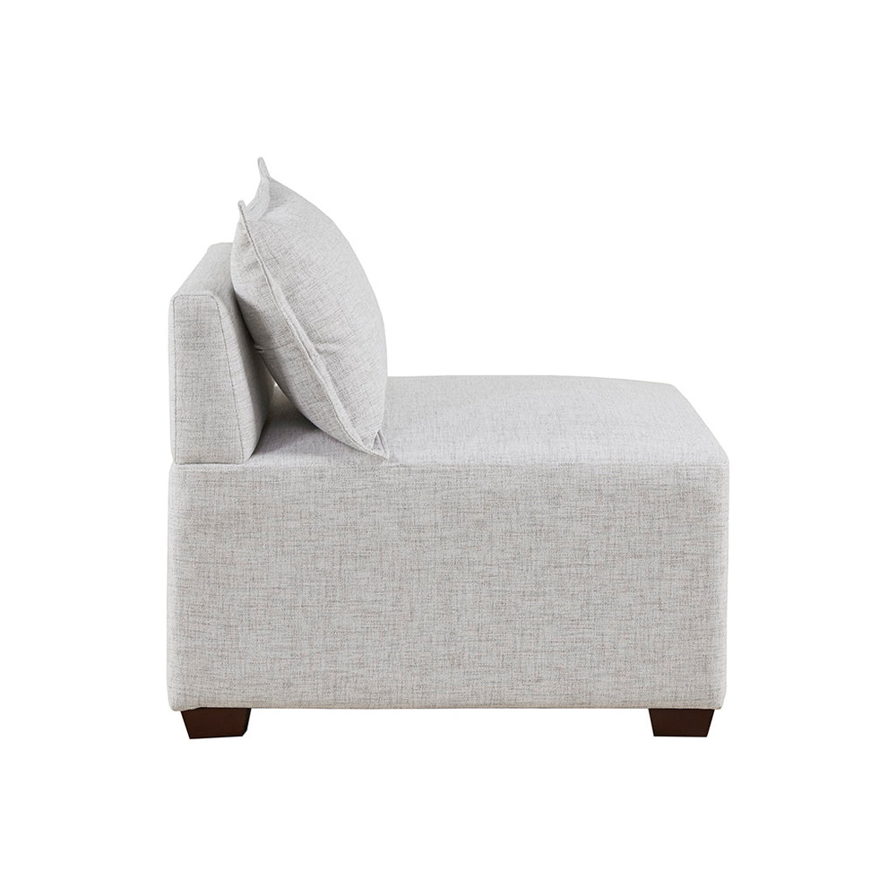 English Elm Modular Armless Chair Upholstered in Durable Fabric for Modern Sectional Seating, Versatile & Stylish Ivory 35 L x 31 W x 18.25 H B035118625