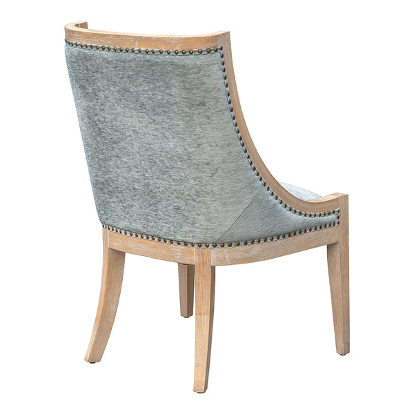 English Elm Upholstered Dining Chair from Martha Stewart Bedford Collection — Reclaimed Wheat Frame, Brass Nailhead Trim, Farmhouse Elegance and Comfort B035118591