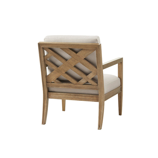 English Elm Upholstered Madison Park Tage Accent Armchair — Reclaimed Grey Wood Frame, Ivory Foam Cushions, 300lb Capacity B035118540