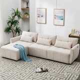 Hearth and Haven Cole 113.3" 2 Pieces Tufted L-Shaped Sofa with Movable Ottoman and USB, Beige SG000880AAA