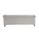 English Elm Chesterfield Velvet Sofa 84.65 Inch For Living Room Beige Color