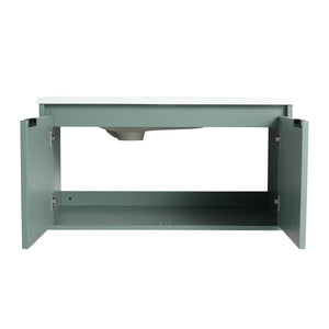 English Elm 36" Floating Bathroom Vanity with Drop-Shaped Resin Sink, Wavy Doors, Soft-Close Hinges, Water-Resistant Plywood Modern Design W999S00093