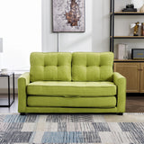 English Elm 59.4" Loveseat Sofa With Pull-Out Bed Modern Upholstered Couch With Side Pocket For Living Room Office, Green