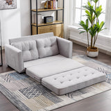 English Elm 59.4" Loveseat Sofa With Pull-Out Bed Modern Upholstered Couch With Side Pocket For Living Room Office, Grey