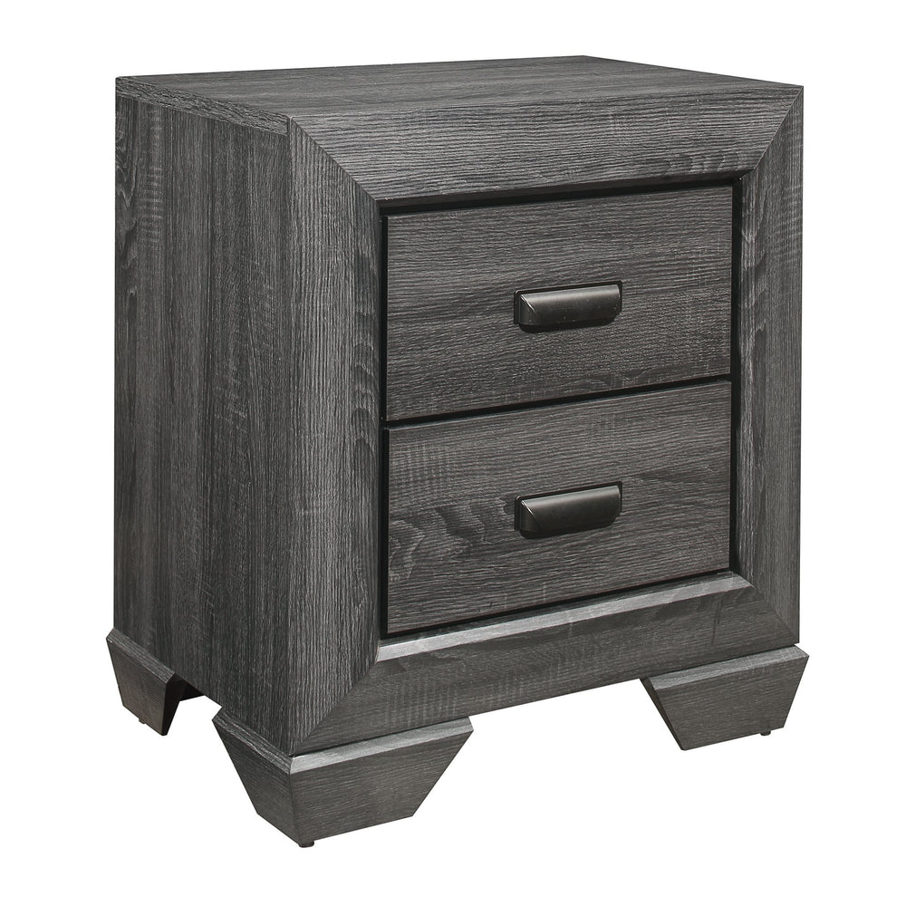 English Elm Gray Beechnut Nightstand with 2 Drawers, Embossed Faux-Wood Veneer, Cup Hardware, Rustic-Modern Charm B011118701