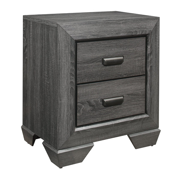 English Elm Gray Beechnut Nightstand with 2 Drawers, Embossed Faux-Wood Veneer, Cup Hardware, Rustic-Modern Charm B011118701