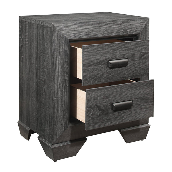 English Elm Gray Beechnut Nightstand with 2 Drawers, Embossed Faux-Wood Veneer, Cup Hardware, Rustic-Modern Charm B011118701