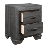 English Elm Gray Finish 1 Piece Nightstand Of 2X Drawers Wooden Bedroom Furniture Contemporary Design Rustic Aesthetic