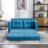 English Elm 59.4" Loveseat Sofa With Pull-Out Bed Modern Upholstered Couch With Side Pocket For Living Room Office, Blue