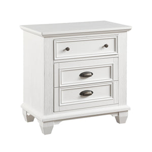 English Elm White Mackinac Two-Drawer Nightstand with Antique Brass Hardware — Coastal Traditional White Bedroom Accent, 28.5"x17.5"x29.5" B011118704