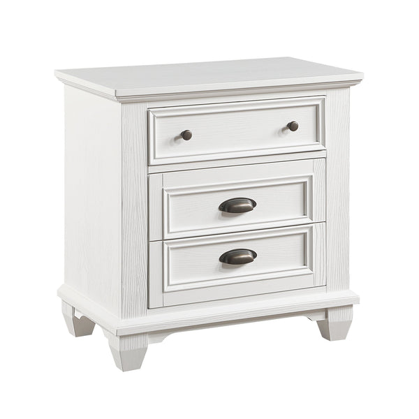 English Elm White Mackinac Two-Drawer Nightstand with Antique Brass Hardware — Coastal Traditional White Bedroom Accent, 28.5"x17.5"x29.5" B011118704