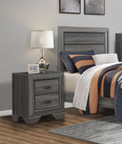 English Elm Gray Finish 1 Piece Nightstand Of 2X Drawers Wooden Bedroom Furniture Contemporary Design Rustic Aesthetic