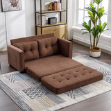 English Elm 59.4" Loveseat Sofa With Pull-Out Bed Modern Upholstered Couch With Side Pocket For Living Room Office, Brown