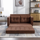 English Elm 59.4" Loveseat Sofa With Pull-Out Bed Modern Upholstered Couch With Side Pocket For Living Room Office, Brown