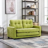 English Elm 59.4" Loveseat Sofa With Pull-Out Bed Modern Upholstered Couch With Side Pocket For Living Room Office, Green