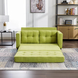 English Elm 59.4" Loveseat Sofa With Pull-Out Bed Modern Upholstered Couch With Side Pocket For Living Room Office, Green