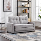 English Elm 59.4" Loveseat Sofa With Pull-Out Bed Modern Upholstered Couch With Side Pocket For Living Room Office, Grey