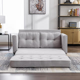 English Elm 59.4" Loveseat Sofa With Pull-Out Bed Modern Upholstered Couch With Side Pocket For Living Room Office, Grey