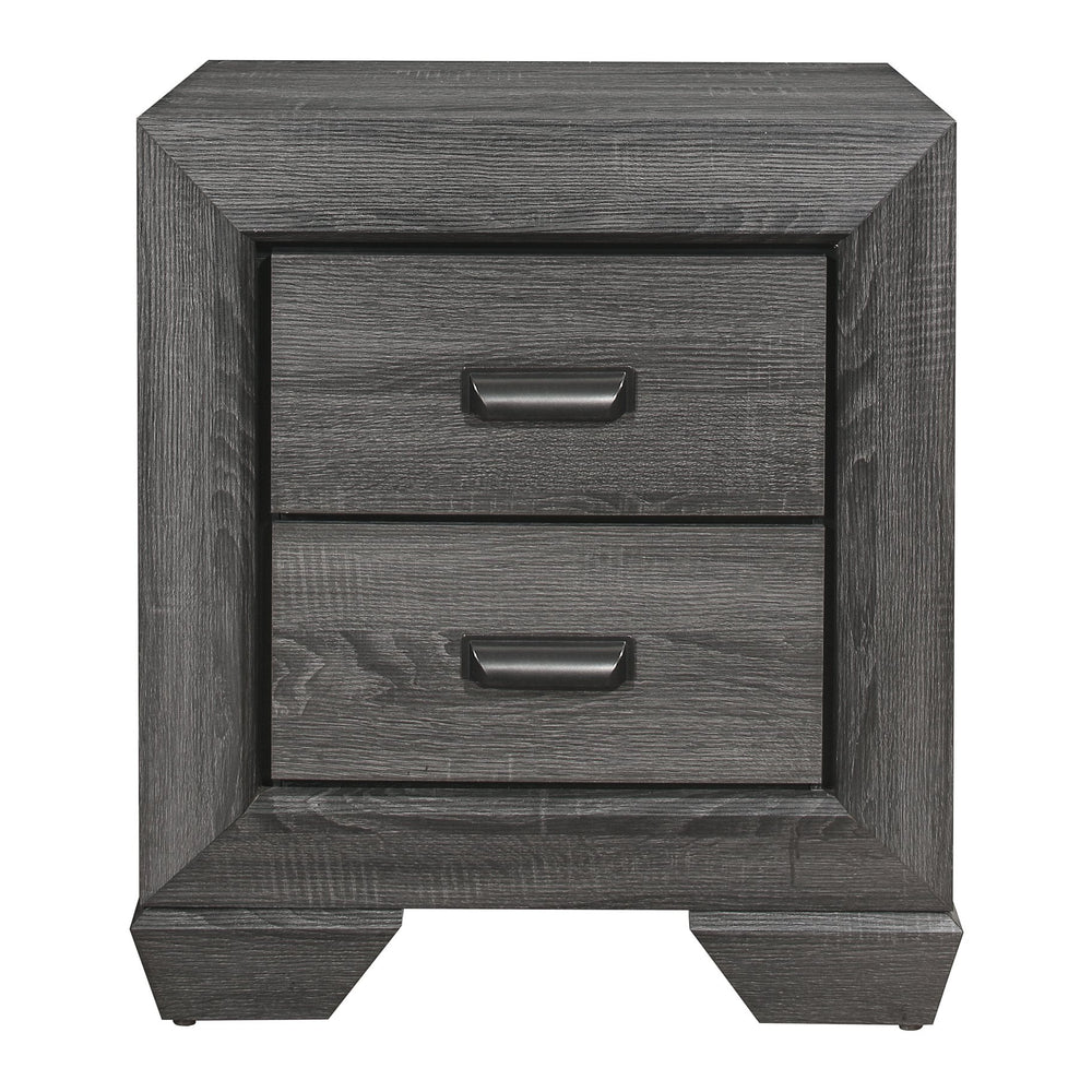 English Elm Gray Beechnut Nightstand with 2 Drawers, Embossed Faux-Wood Veneer, Cup Hardware, Rustic-Modern Charm B011118701