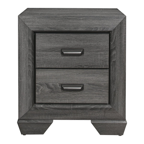 English Elm Gray Beechnut Nightstand with 2 Drawers, Embossed Faux-Wood Veneer, Cup Hardware, Rustic-Modern Charm B011118701